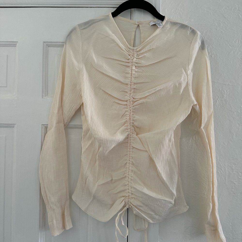 Topshop Cream Ruched Blouse
